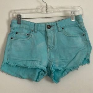 Free People Light Turquoise Cutoff Denim Shorts